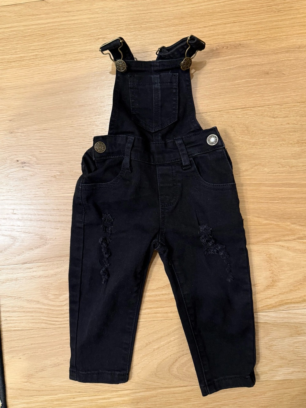 Little Bipsy Black Denim Overalls with Adjustable Straps